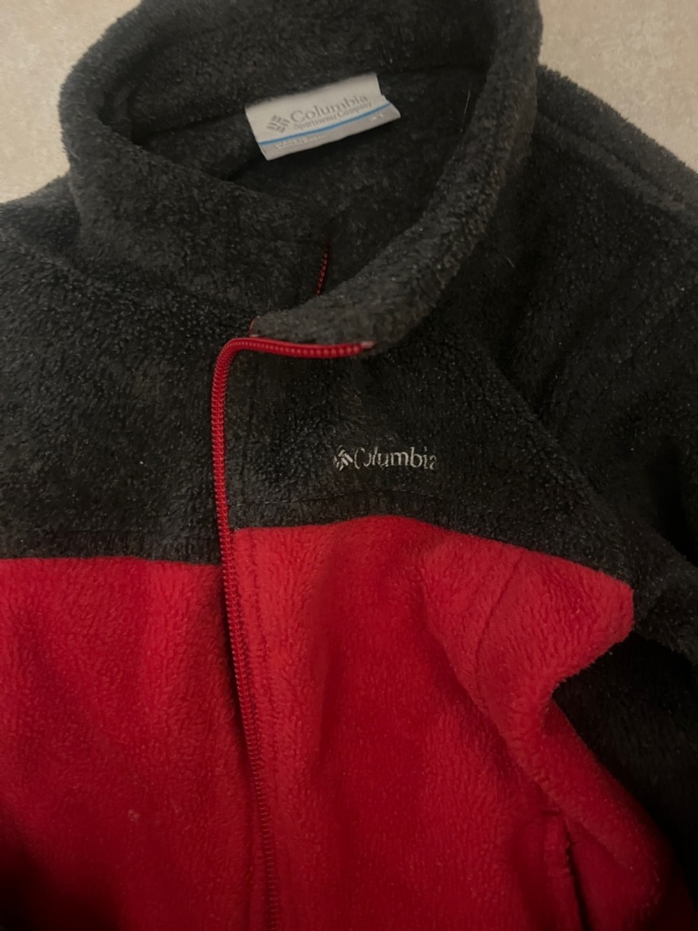 Columbia Black and Red Two-Tone Fleece Jacket